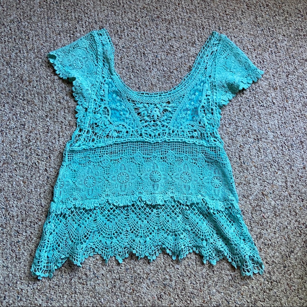 Crochet turquoise top